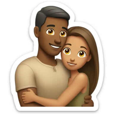 Tan Woman hugging boyfriend sticker