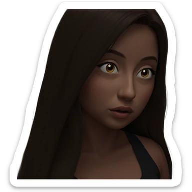 girl with long hair gazing sticker