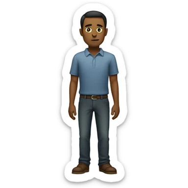  a slim man standing with a slightly tense posture.  sticker