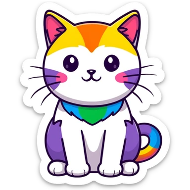 a cat with rainbow colors pride theme sticker