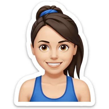 Melanie C dark brown ponytail hair with blue tank top sticker