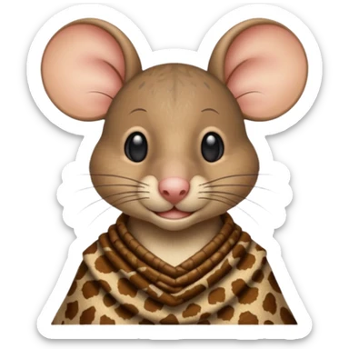 a jerry mouse wearing ancient animal skin cloth, half body, icon sticker