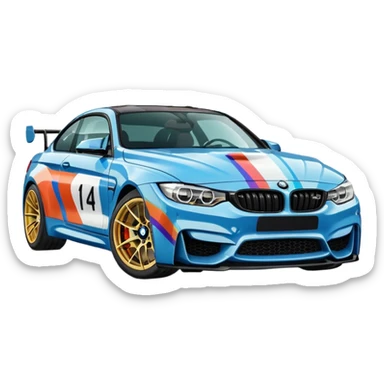 A retro sticker of a BMW M4 competition  sticker
