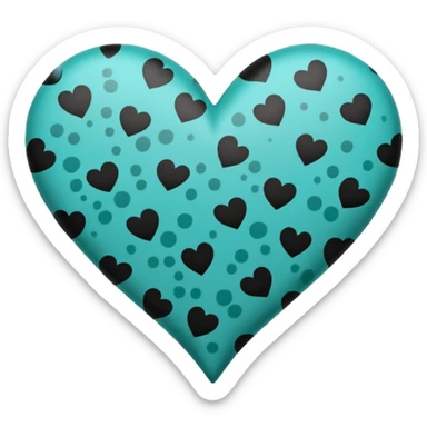 Teal cow print heart sticker