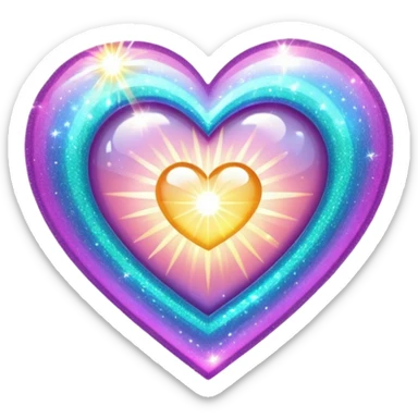 glitter heart with sunbeam sparkles sticker