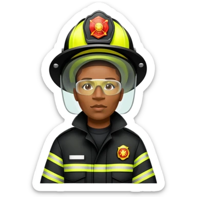 Firefighter with black coat with neon yellow stripes sticker