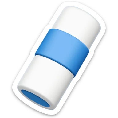 A single rounded white eraser with blue wrap sticker