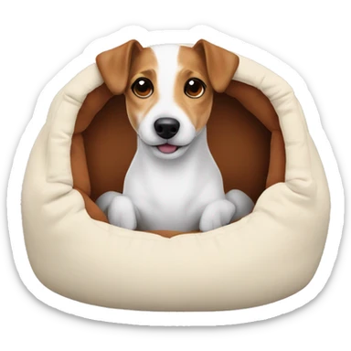Jackrussell comfy in dog bed sticker