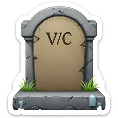 Tombstone with VC written on it sticker
