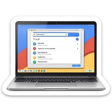 a laptop with google opened sticker