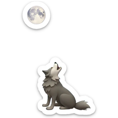 Wolf howling to the moon over lake sticker