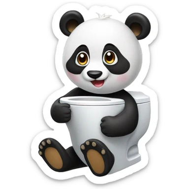 Un Panda sur des WC sourit sticker
