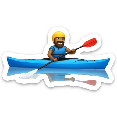 Man with beard kayaking blue kayak sticker