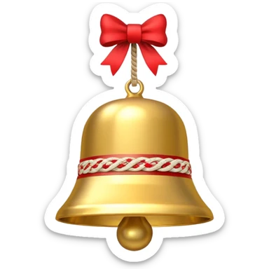 cute round bell with red and white rope and floral decoratons sticker