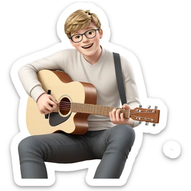 smiling boy with guitar sticker