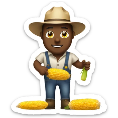 A farmer that slap a person with corn  sticker