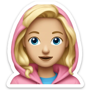 Blonde girl with blue eyes in a pink hoodie sticker