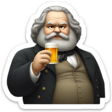 fat karl marx drinks beer sticker