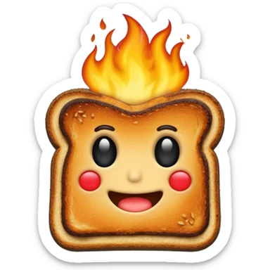 flaming burnt toast sticker