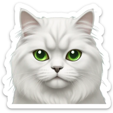 White and gray Persian cat with green eyes sticker