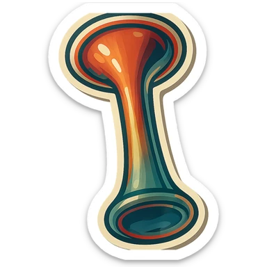 Obstetric Pinard stethoscope, bottom view, retro stickers style, soft rounded shapes, expressive contours, vintage color palette, light paper texture, shadows and highlights, transparent background sticker