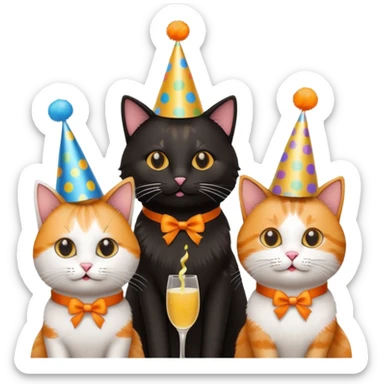 twelve cats at a birthday party sticker