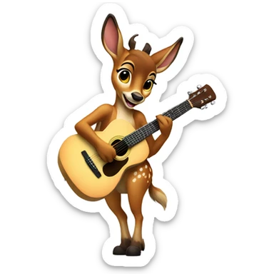 Bambi playing guitar sticker