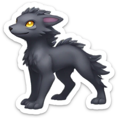 Cute cool shiny fantasy dark-shadow-themed animal hybrid Fakemon full body sticker