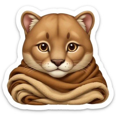 Cozy puma cougar in blanket sticker