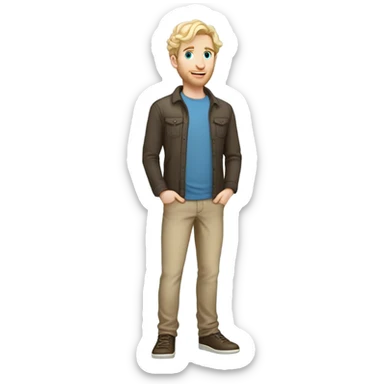 full body standing light curl blonde 30yo man blue eyed pale skin sticker
