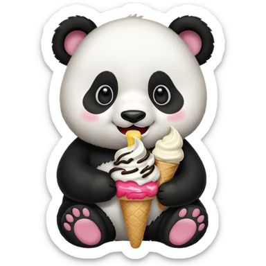 Panda eating ice cream sticker