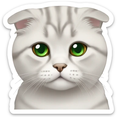 Scottish fold cat with green eyes  sticker