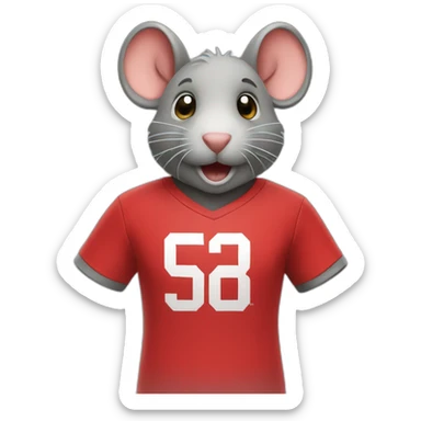 Rat with red soccer T-Shirt sticker