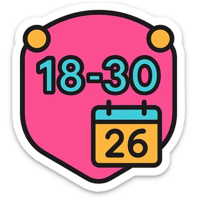 Discord role icon for 18-30 age group, minimalistic design, calendar or clock hinting at age, clean and clear sticker