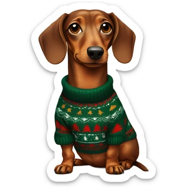 dachshund wearing Christmas sweater and horns sticker