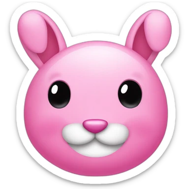 pink bunny with an oval head and white moustache, a round pink nose and a huge smile that takes up half his face sticker