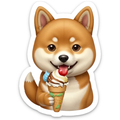 Shiba Jasper eating ice cream sticker