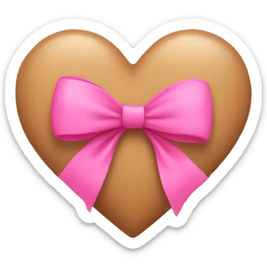 Tan heart with pink bow sticker