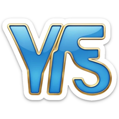 the word "yes" in blue and gold sticker