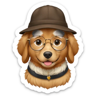 dog with glasses and hat sticker