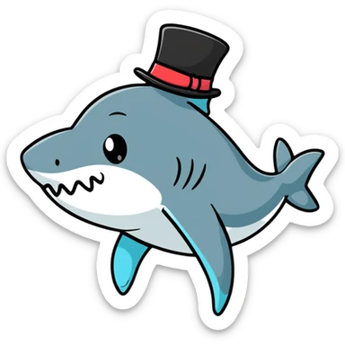 shark wearing a top hat sticker