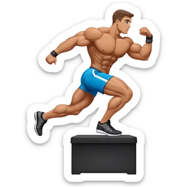 bodybuilder step onto plyo-box side-view sticker