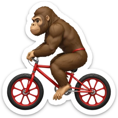 Gorilla wheeling a red BMX bike sticker