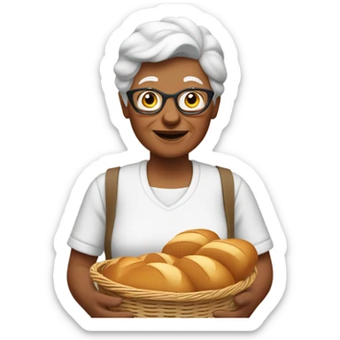 white grandma with bread basket sticker