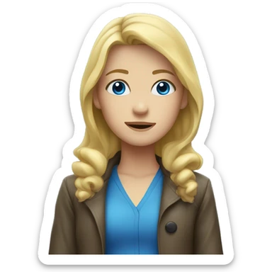 Blonde with blue eyes standing in the rain sticker