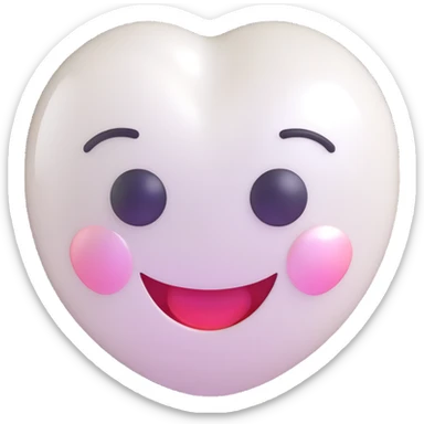 a cute white pearl, 3D emoji style, glossy finish, subtle reflections sticker