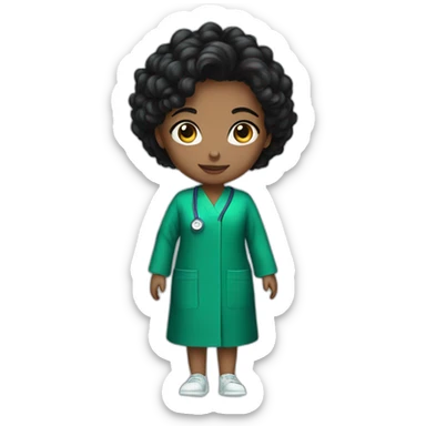 girl in a MEDICAL emerald robe, with short, curly black hair sticker
