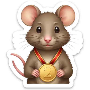 rat with a gold medal and ribbon sticker