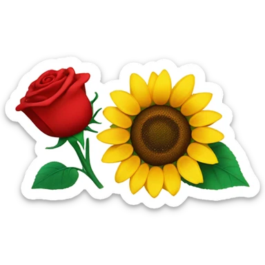 Sunflower and red rose sticker