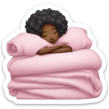 black girl sleeping with pink blanket with lashes with cloud on her head sticker